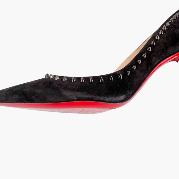 Christian Louboutin Anjalina 85 Black Suede Spike Pumps Heels Size 40.5 US 10.5 - Picture 9 of 15